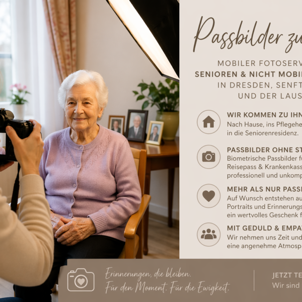 Passbilder zu Hause in Dresden & Lausitz – Mobiler Fotograf für Senioren & Pflegeheime